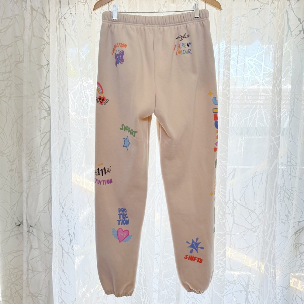 THE MAYFAIR GROUP I SCREAM COLOUR CREAM DRAWING ANGELS ALL AROUND YOU SWEATPANTS - Picture 5 of 15